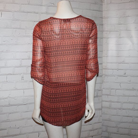 🧡🖤🍂 Free Kisses Sheer Blouse · Burnt Orange & Black · Size M - Picture 5 of 5